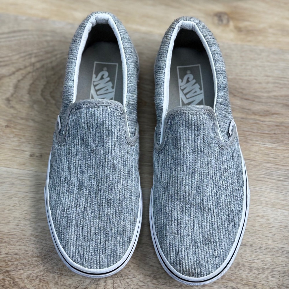 Vans (Grey) Ribbed Knit Slip On Sneakers Womens 7.0